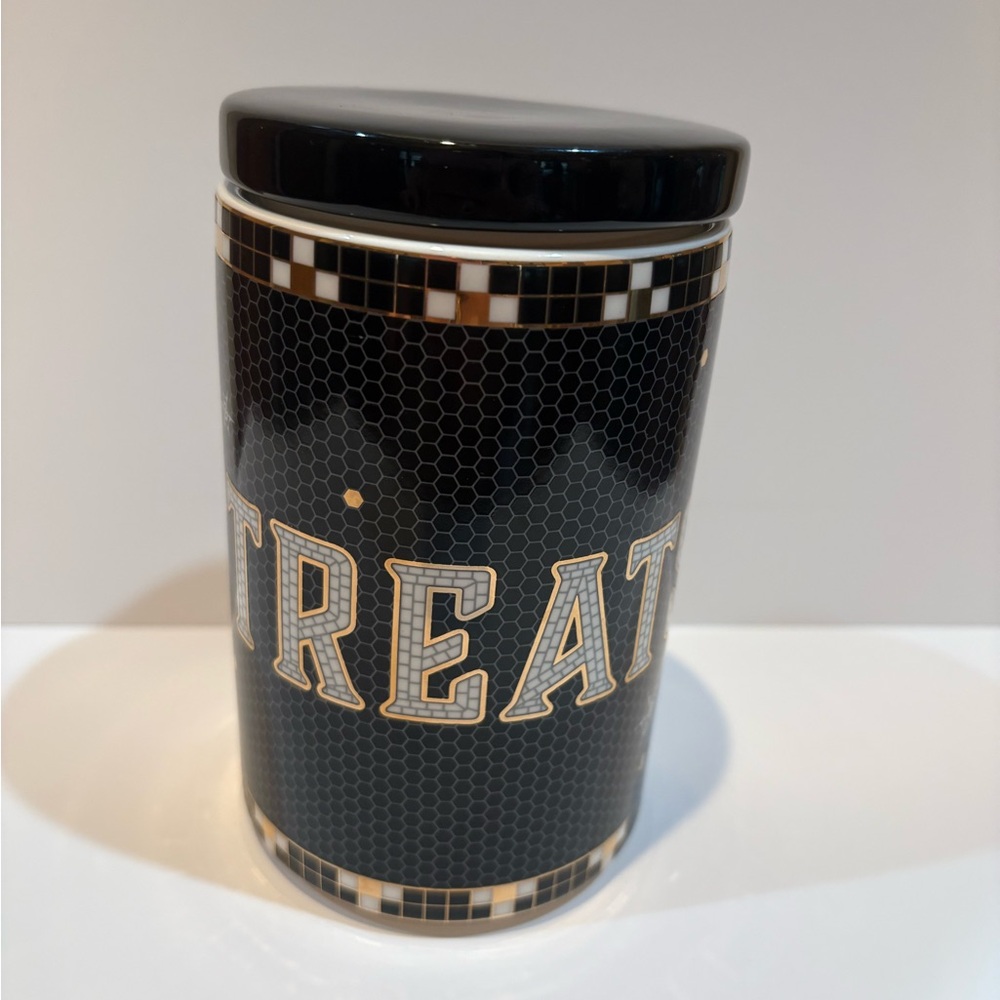 Anthropologie Medium Canister Black and White Bistro Halloween Treat Jar - Picture 6 of 9